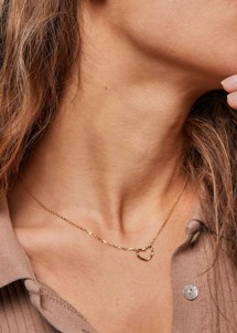 Organic Heart necklace Gold Enamel 