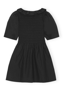 F7704 Cotton Poplin Open-neck smock kjole Black Ganni 
