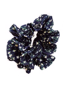Plisse flower scrunchies Navy Pico 