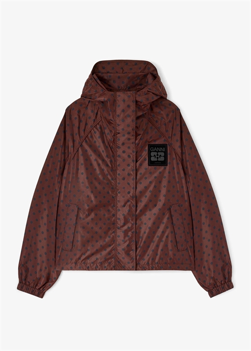 printed flyweight nylon jacket Chicory Coffee A1010197 Ganni 