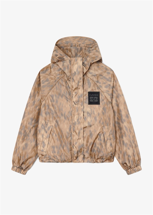 Printed flyweight nylon hooded printed jakke Burro A1010209 Ganni 