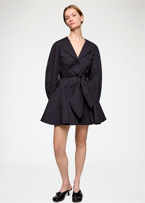 Stretch cotton mini skjorte kjole Black A1030479 Ganni 