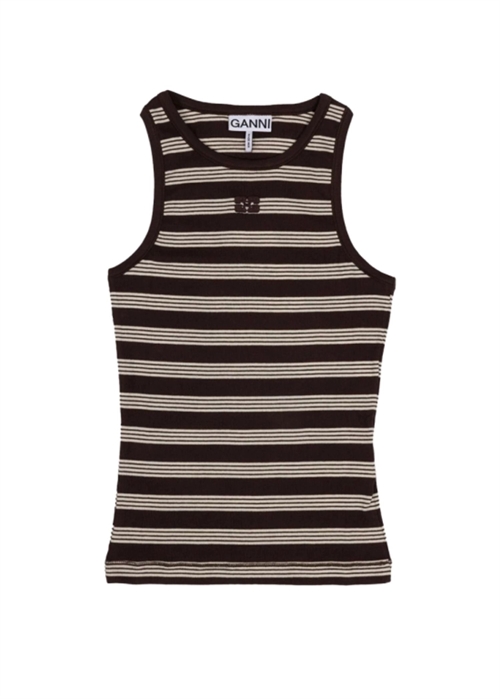 Soft cotton rib tank top stripe Mole A1050192 Ganni 