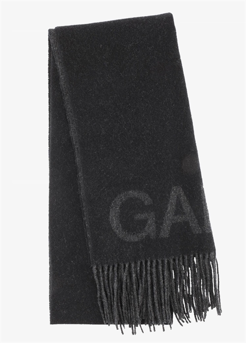 Fringed wool scarf Black A3905 Ganni 