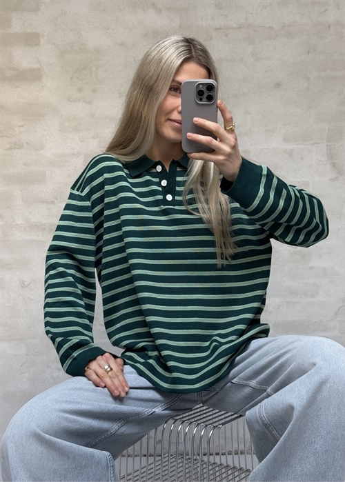 Adanne stripe polo bluse Green/Salvie Boii Studios 