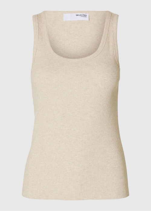 Anna u-neck tank Oatmeal Melange Selected Femme