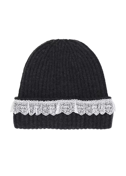Compact wool lace beanie Phantom B3020240 Ganni 