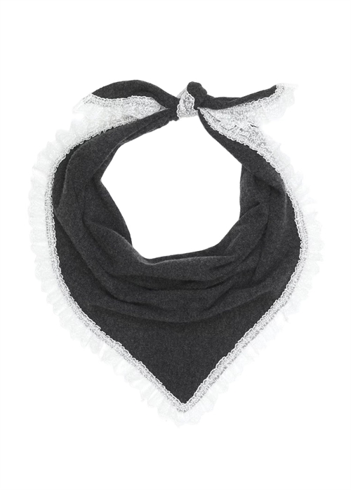Wool lace triangular scarf Phantom B3020251 Ganni 