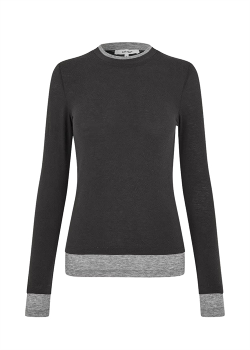 Bibi bluse Dark Brown/Grey Mel. Oval Square 