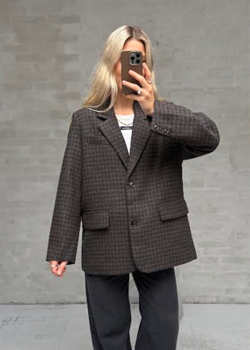 Solvej wool blazer Grey/Brown Check Boii Studios