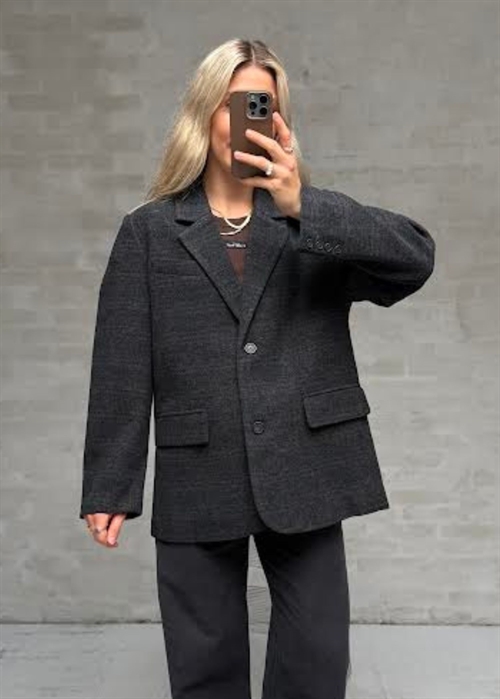 Solvej wool blazer Teal Check Boii Studios