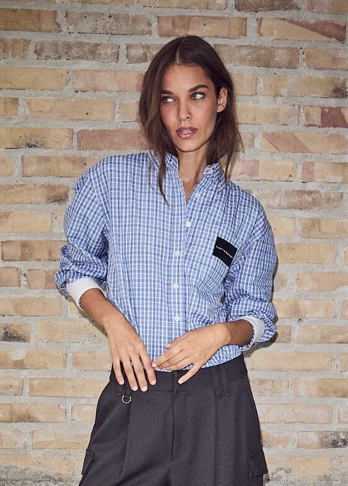 Contrast color check skjorte Blue HAUTE L\'AMITIÈ