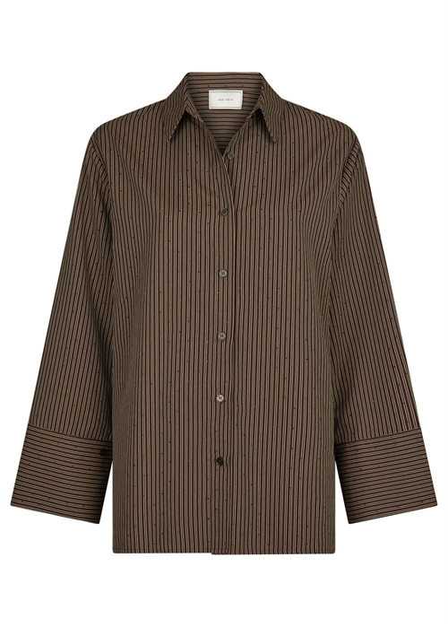 Dita striped line skjorte Dark Brown Neo Noir 