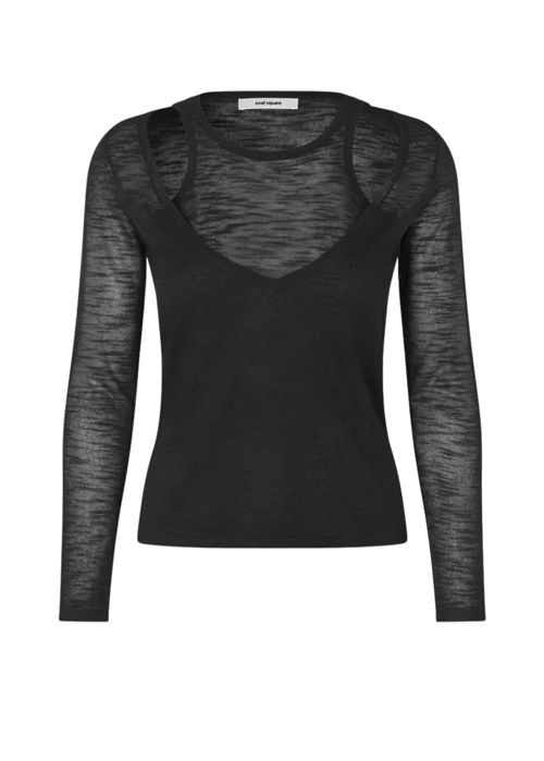 Drama knit bluse Black Oval Square 