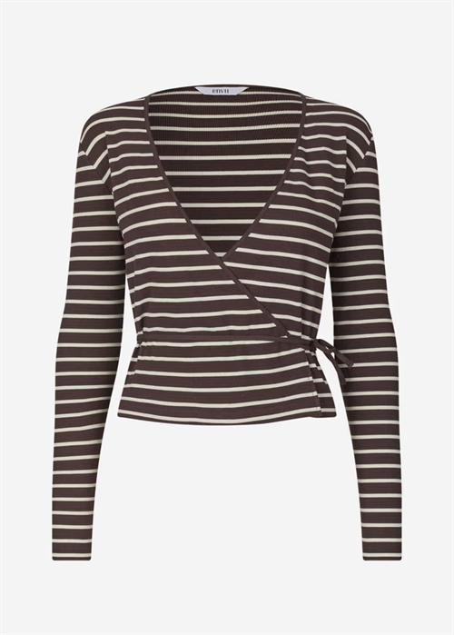 Enally ls v-n stripe bluse 7262 Moonstruck/Chocolate Envii 