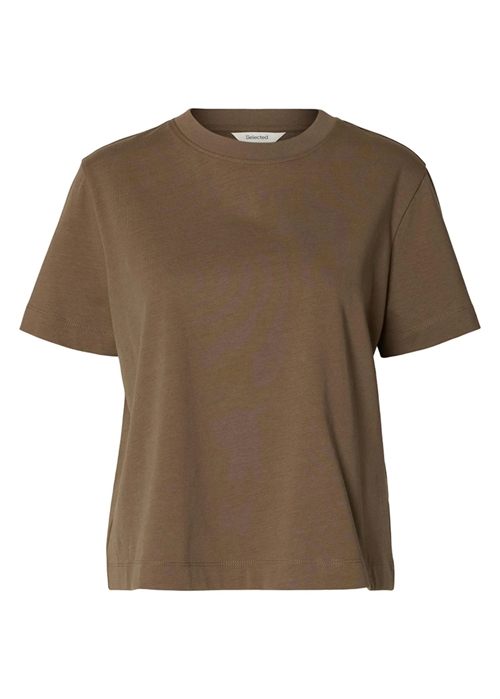 Essential ss boxy tee Chocolate Chip Selected Femme 