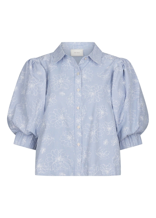 Etta flower stripe skjorte Light Blue Neo Noir