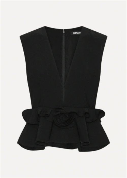 Fleuri v-neck flower top Sort ROTATE