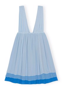 F8131 Chiffon mini kjole Ethereal Blue Ganni 