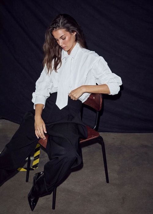 Inez pin frill tie skjorte Offwhite HAUTE L\'AMITIÈ