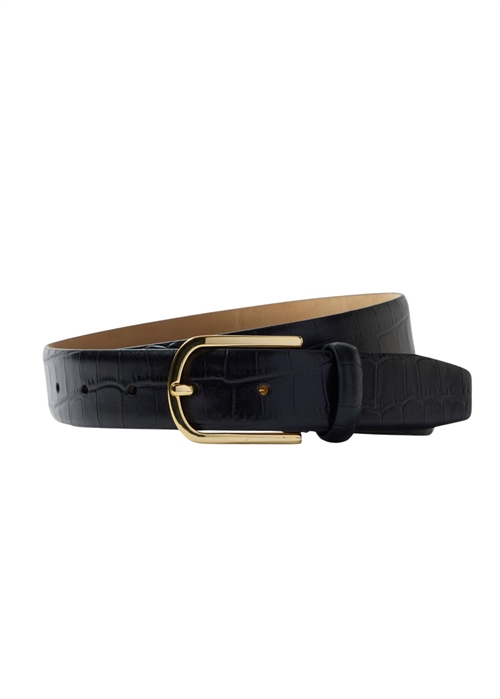 Iona croco leather belt Sort Selected Femme 