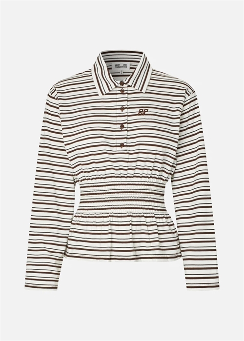 Josefin polo bluse Coffee Bean Stripe Baum Und Pferdgarten