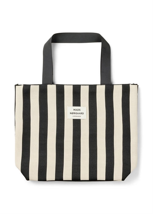 Knit stripe tote bag Black Mads Nørgaard 
