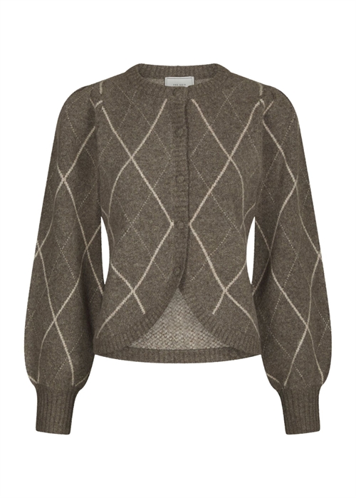 Koteas check knit cardigan Taupe Neo Noir