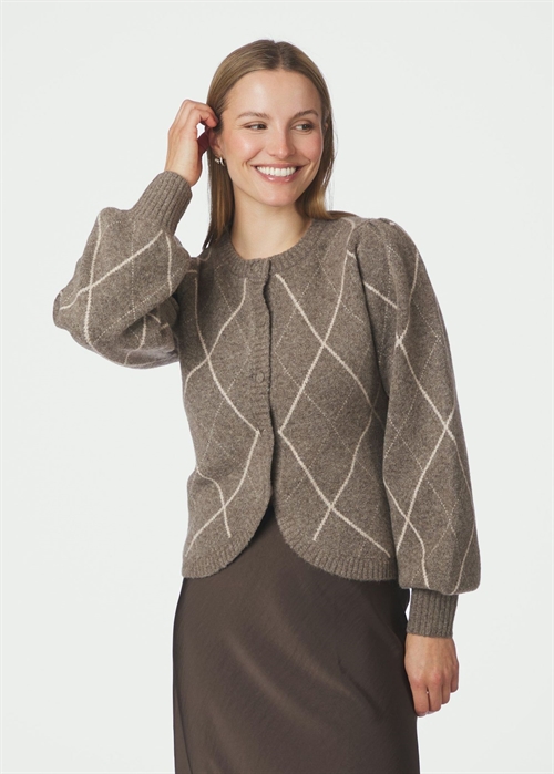 Koteas check knit cardigan Taupe Neo Noir