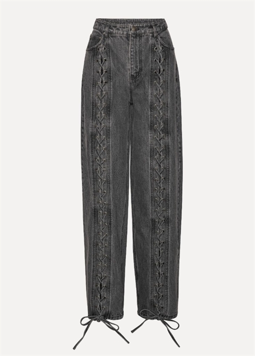 Laced wide leg jeans Black Washed ROTATE By Birger Christensen