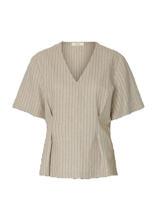 Mariam ss linen blend top Nature Stripe Selected Femme