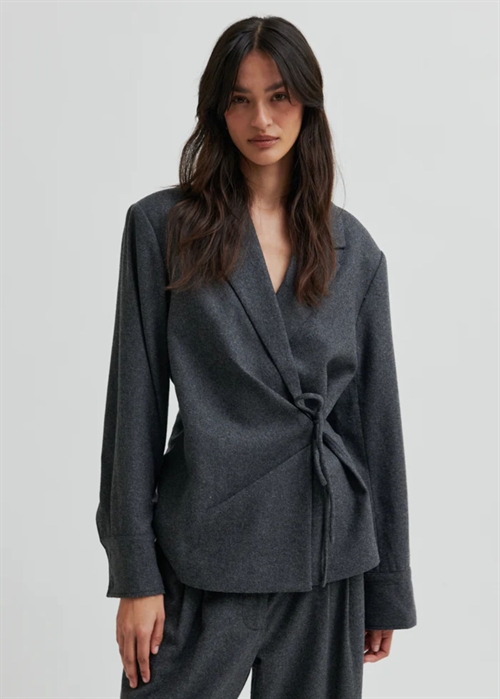 Milea wrap skjorte Dark Grey Melange Second Female 