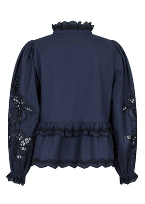 Kimmo embroidery bluse Navy Neo Noir 