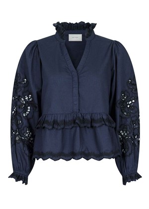Kimmo embroidery bluse Navy Neo Noir 