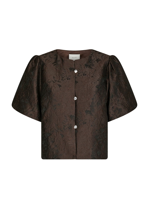 Aisa brocade bluse Mørkebrun Neo Noir 