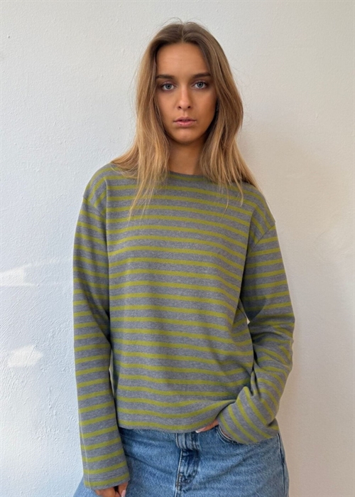 Nete stripe bluse Grey Melange/Gartner Green Boii Studios 