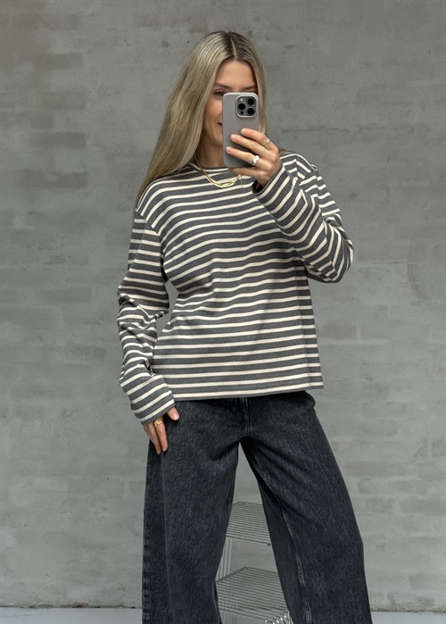 Nete stripe bluse Grey Melange/Offwhite Boii Studios 