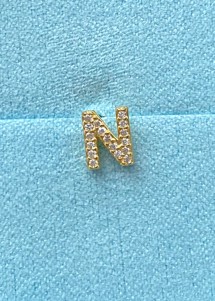 Alphabet crystal stud N Forgyldt Pico 