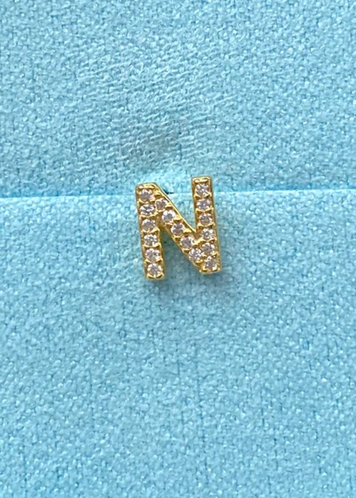 Alphabet crystal stud N Forgyldt Pico 