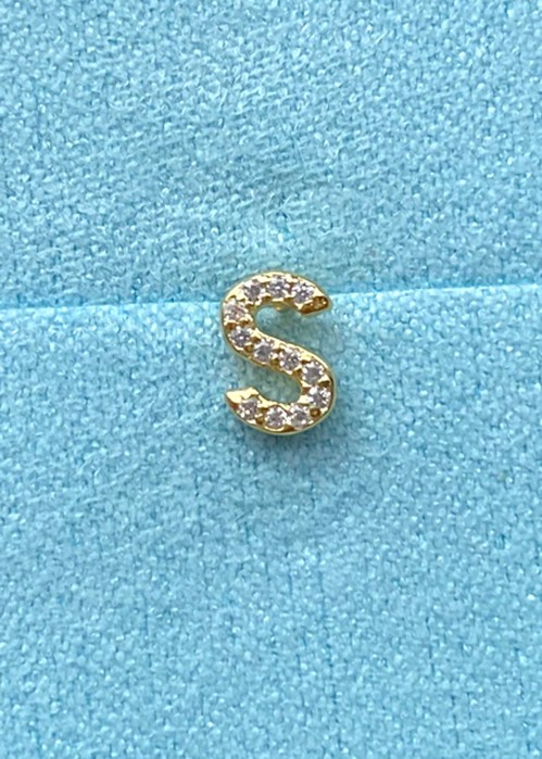 Alphabet crystal stud S Guld Pico 