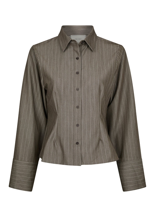 Rosa pinstripe melange skjorte Dusty Brown Neo Noir 