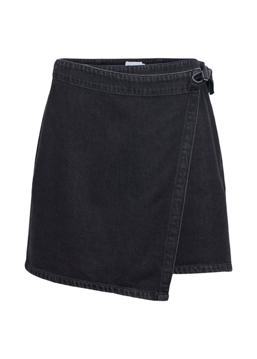 Rosie mw denim short wrap skirt Black Denim Object 