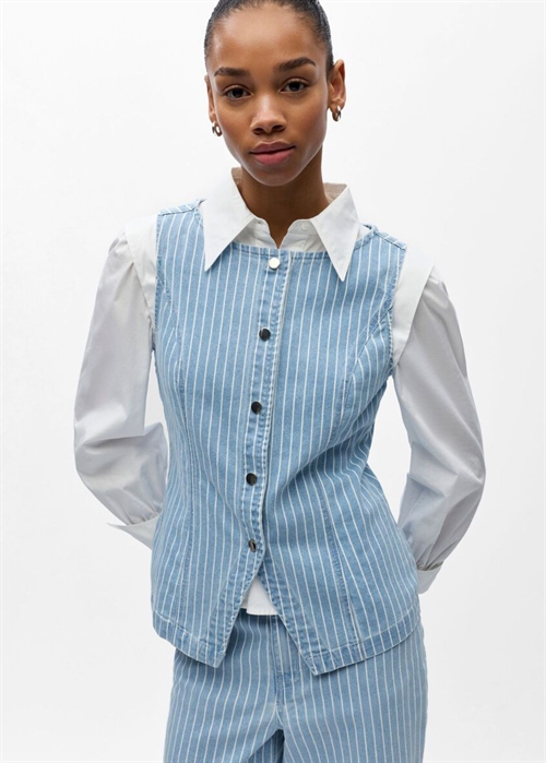 Sanni sl denim waistcoat Light Blue Denim Stripes Object 