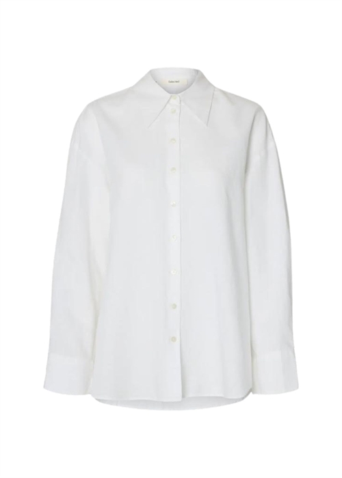 Cleo oversize linen blend skjorte Bright White Selected Femme 