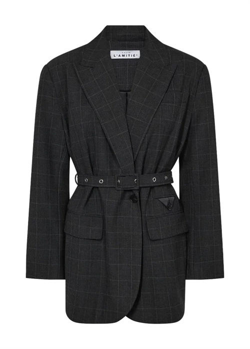 Smokey check oversize belt blazer Antracit HAUTE L\'AMITIÈ
