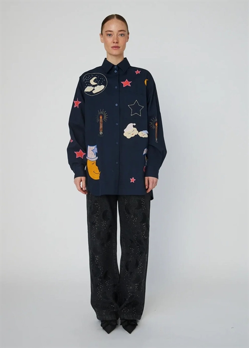 Bead embellished skjorte Navy Stella Nova 
