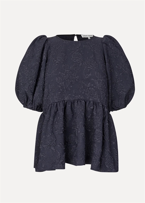 Stretch jacquard puff sleeve peplum bluse Garden Relief Stine Goya 