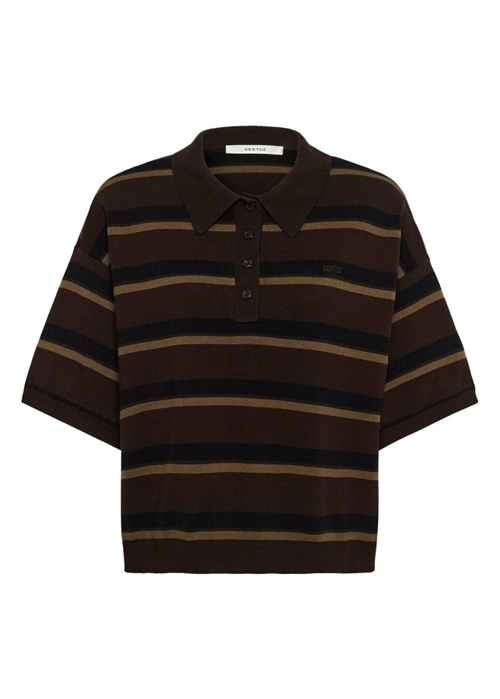 Taia ss polo bluse Mole/Black Military Gestuz