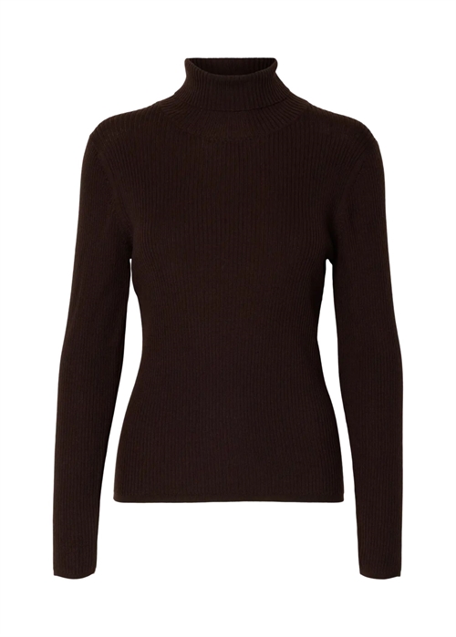 Thea ls merino wool knit roll neck Chocolate Torte Selected Femme