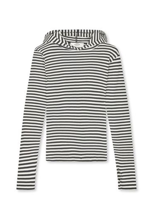 Tutti stripe hood bluse Black/Vanilla Ice Mads Nørgaard 